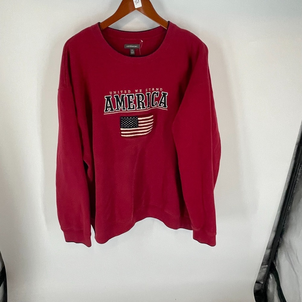 Vintage Croft and Barrow United We Stand America US Flag Sweatshirt Red Size 2XL